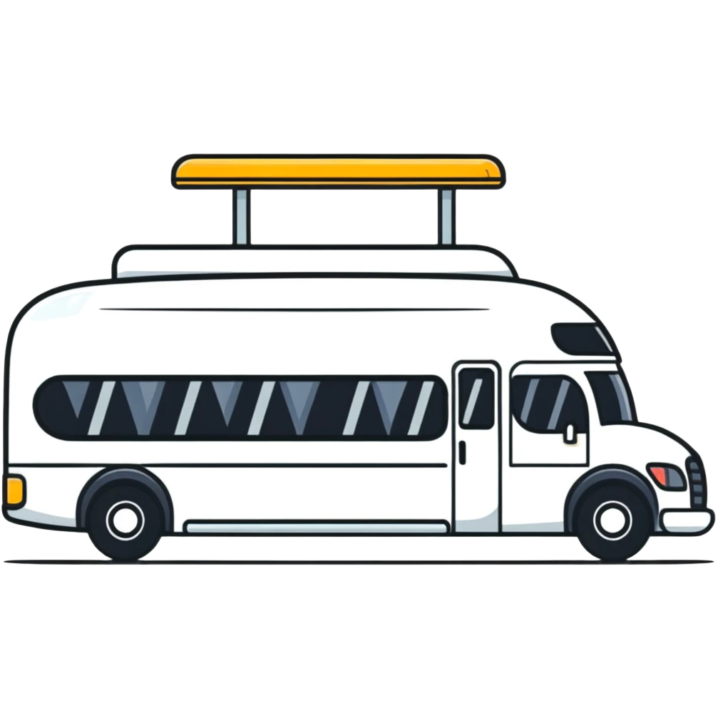 luxury shuttle bus for airport transfer with luggage emoji