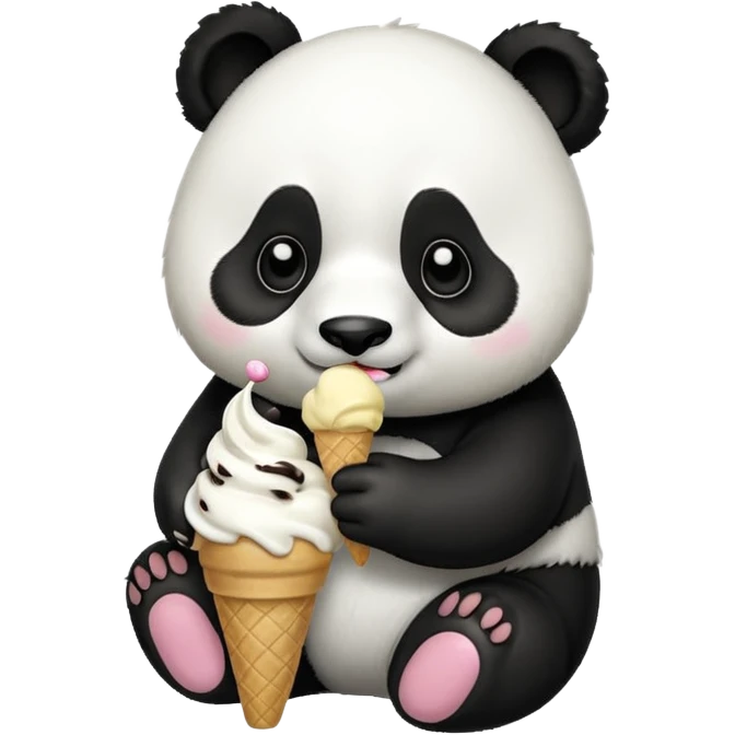 Panda eating ice cream emoji