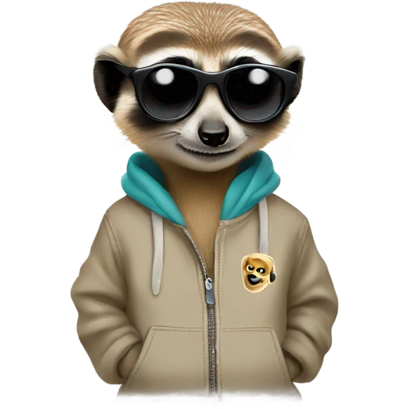 Meerkat wearing a sweatshirt and sunglasses  emoji