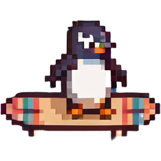 penguin surfing emoji