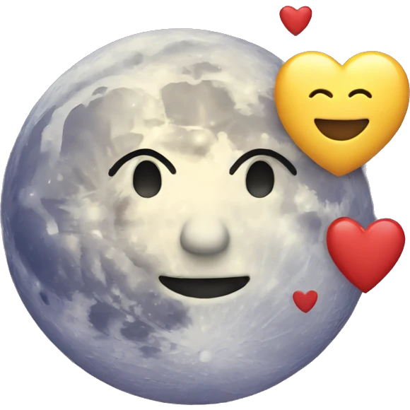 Moon and hearts emoji