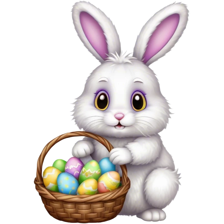  easter bunny with eggs in basket emoji