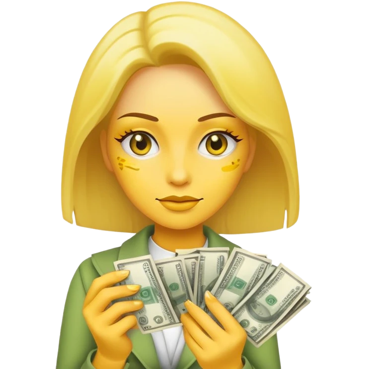yellow skin woman holding money bills emoji