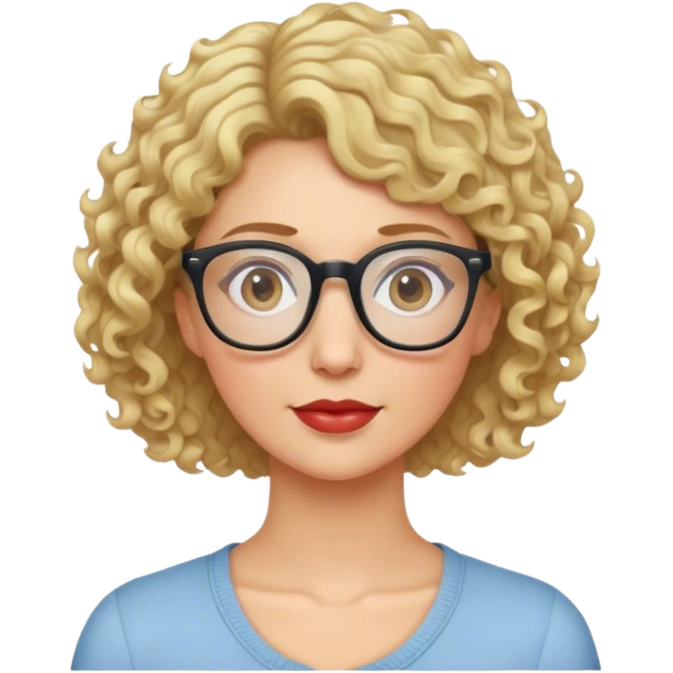 Mom with short curly blonde hair glasses emoji