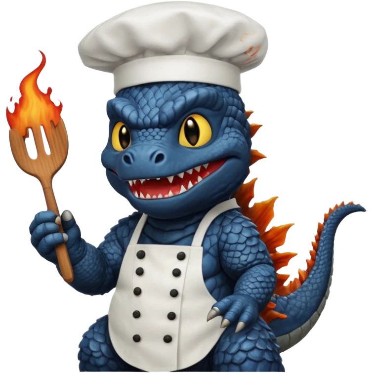 Black Godzilla that looks like the movies with a chef hat emoji