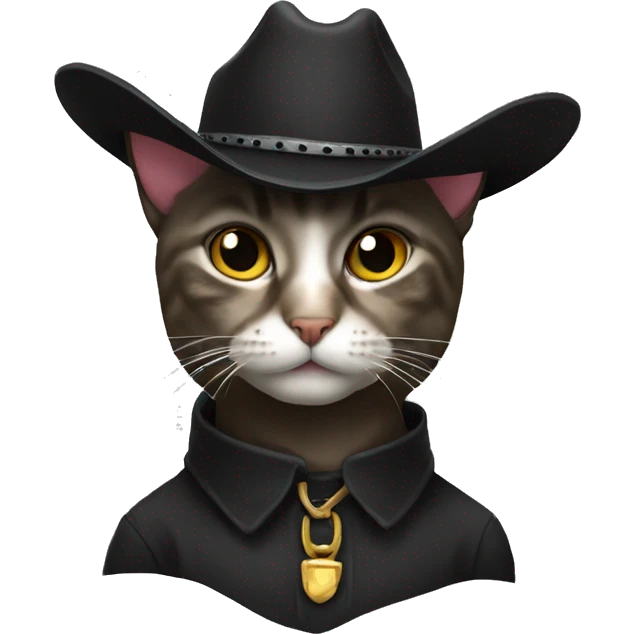Cat wearing a black cowboy hat emoji