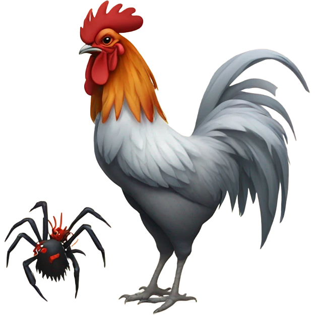  Rooster with spider  emoji