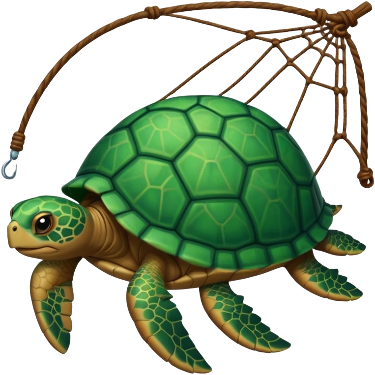 turtle stuck with fishing web emoji