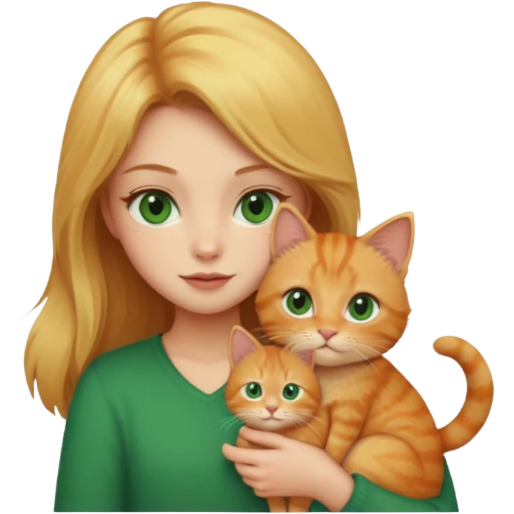 Девушка блондинка с рыжим котиком emoji