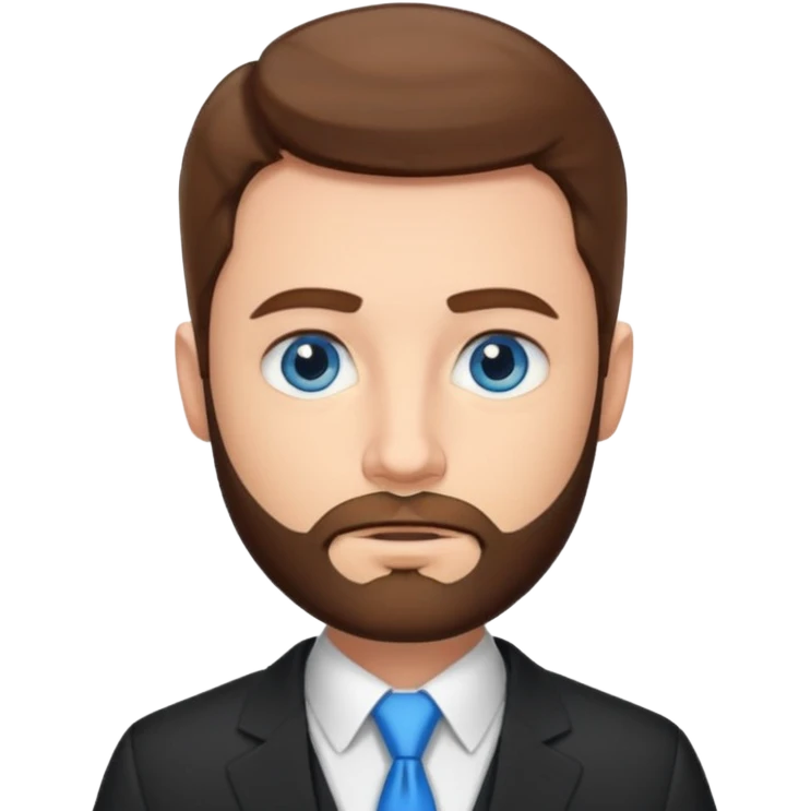 Man lawyer with blue eyes and short brown hair y barba emoji