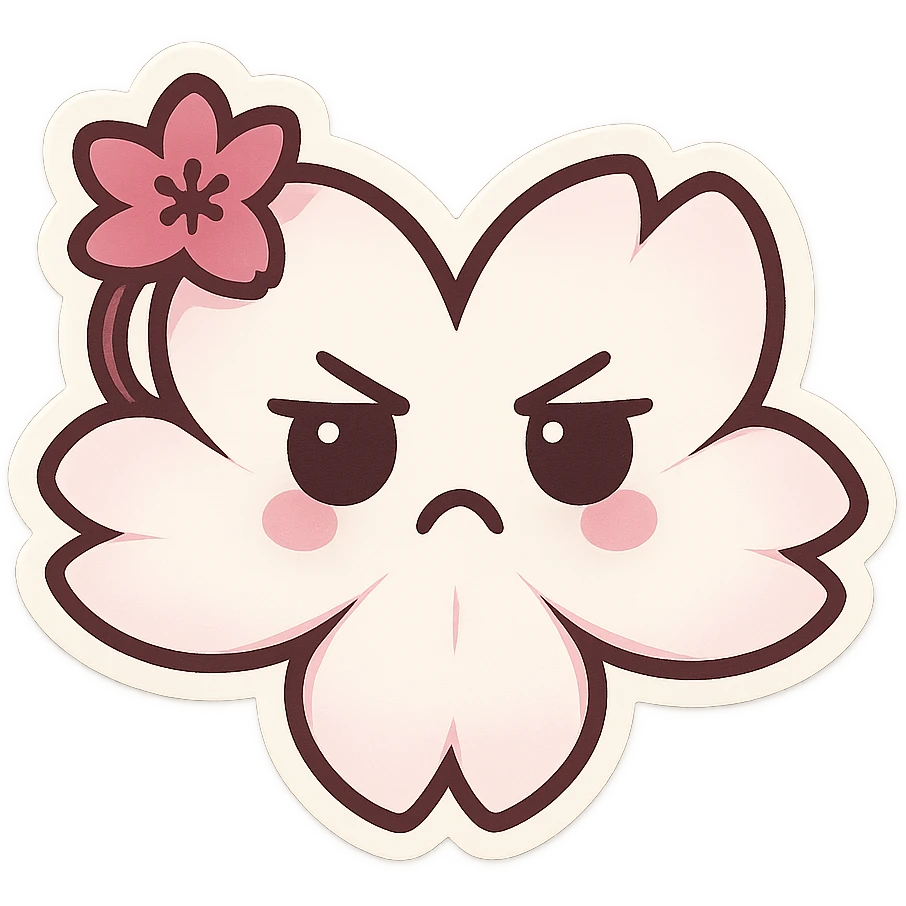goth sakura heart, heart made of white sakura petals with pink accents, adorable and bold emoji