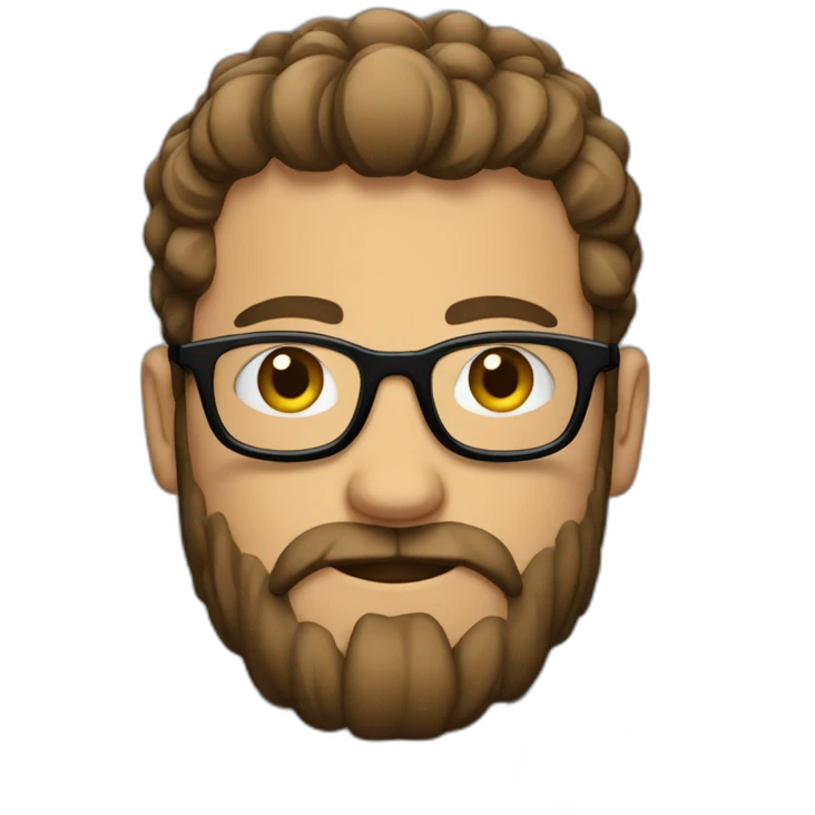 Hombre gordo con pocas canas barba y gafas emoji