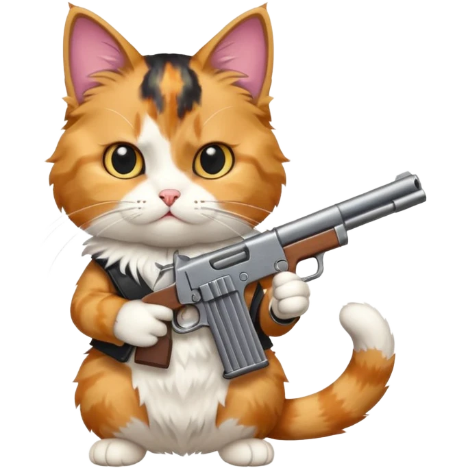 Make a cat with a gun emoji