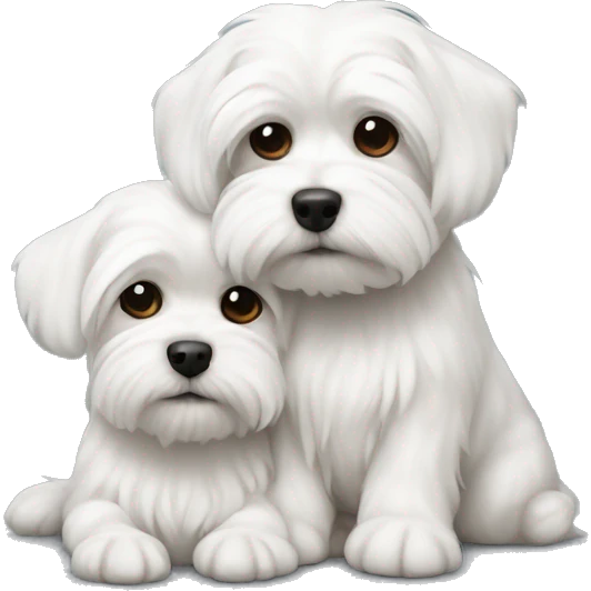 Maltese dogs cuddling  emoji