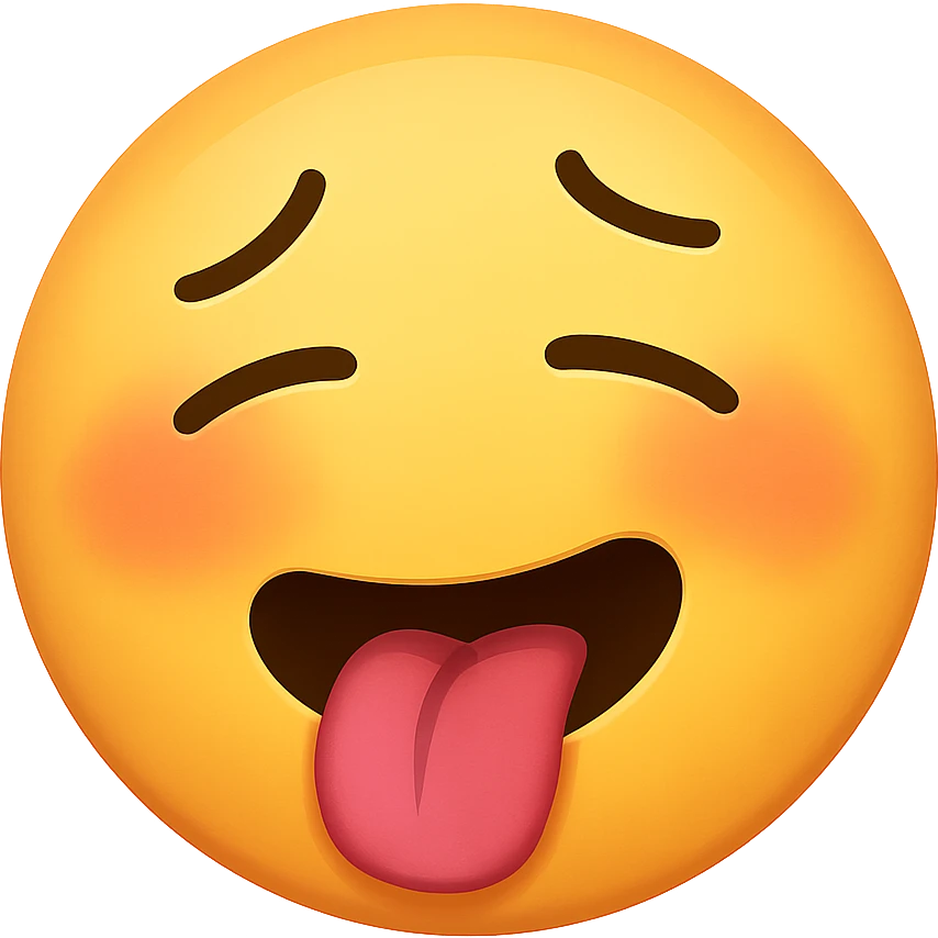 yellow face with tongue out, flushed cheeks,  drunk, remove background emoji