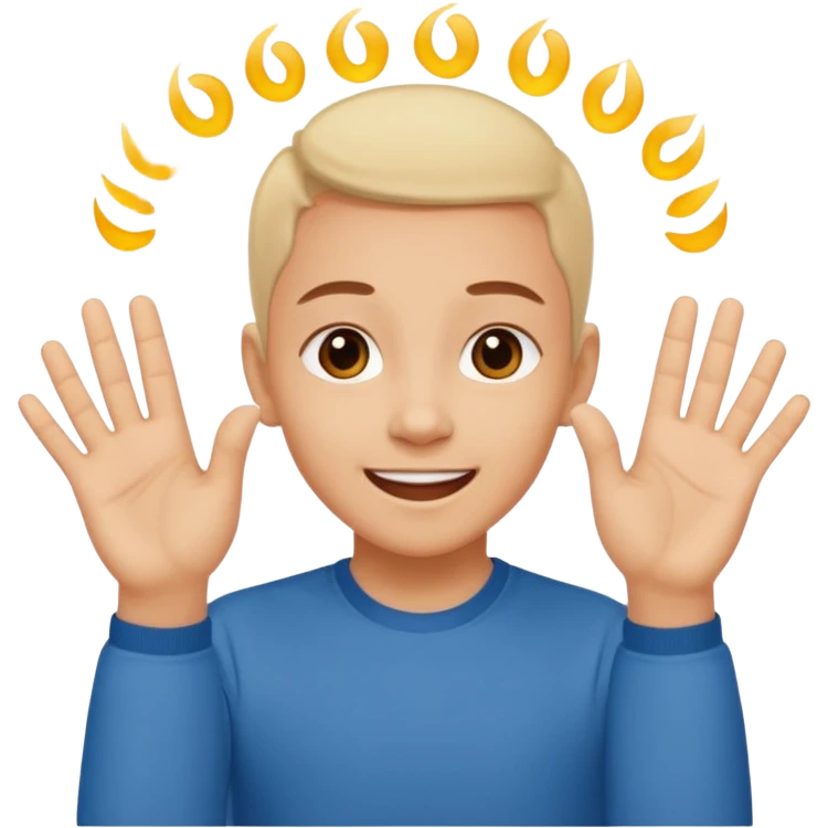 mám radost vyjádřeno rukama českým jazykem pro neslyšící emoji
