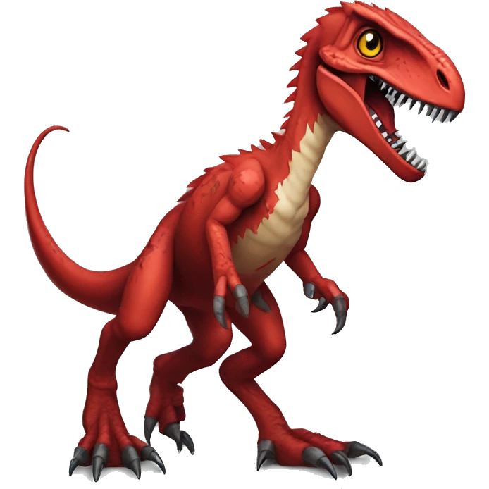 Red edgy badass velociraptor Digimon emoji