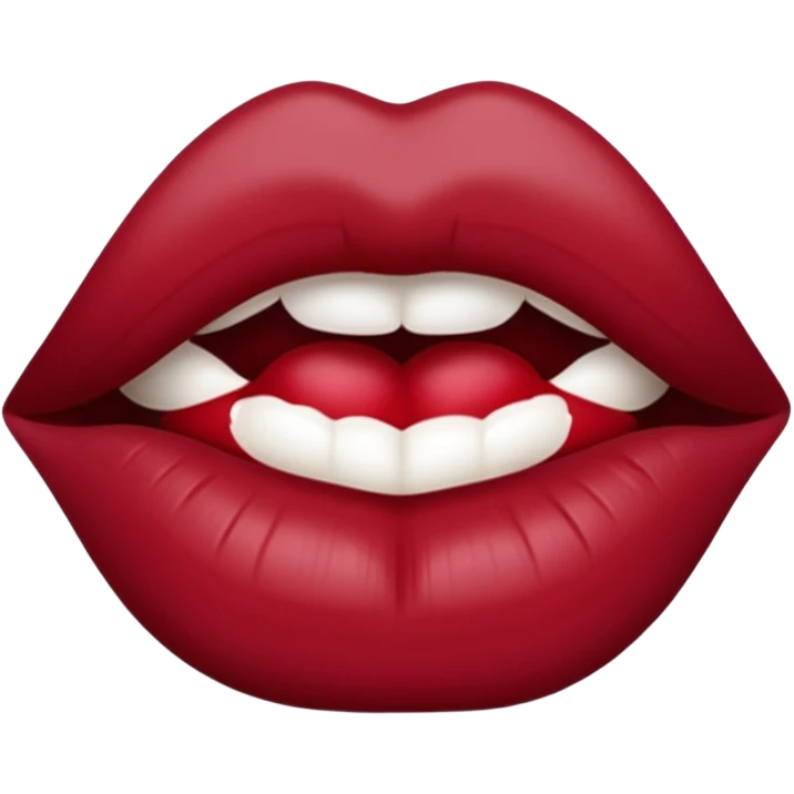 burgundy red lips print emoji