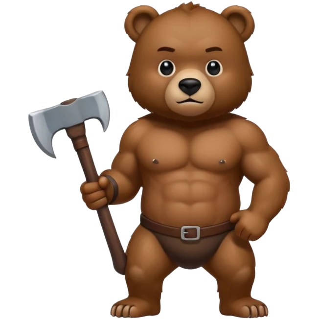 a muscled bear with an axe  emoji