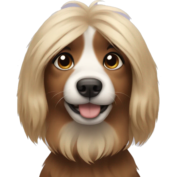 Dog with hair emoji