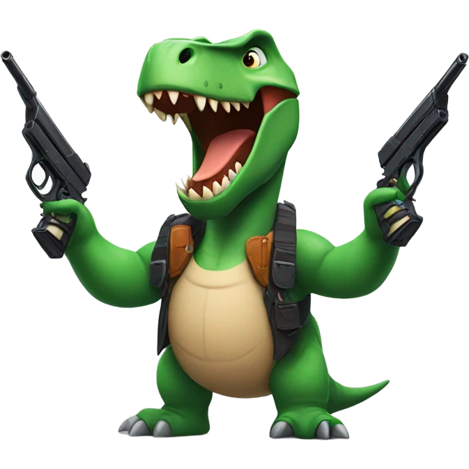 Dinosaur with guns emoji