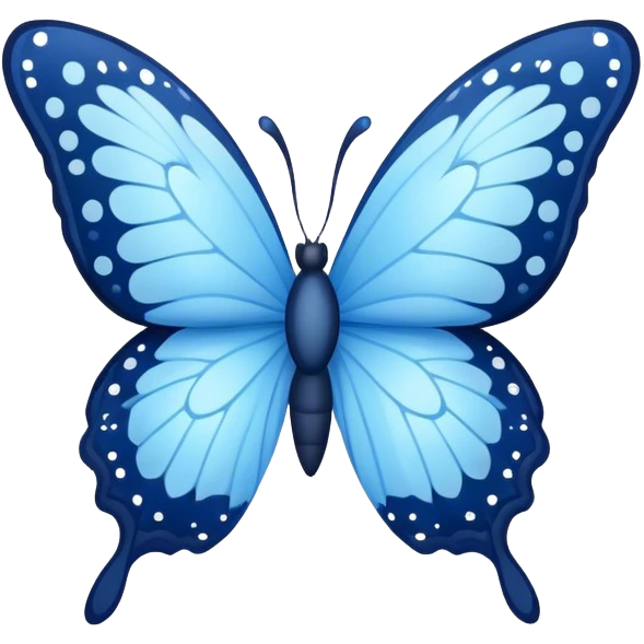 light blue and navy butterfly with stars from sky emoji