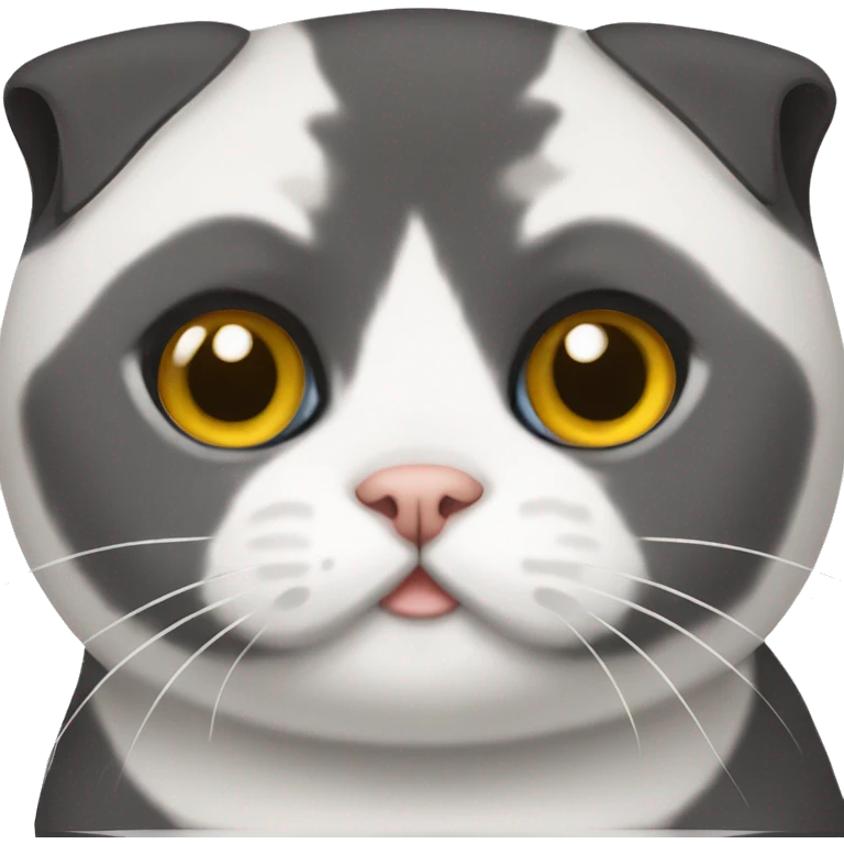 black and white scottish fold cat emoji