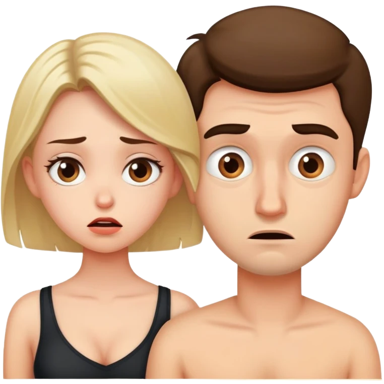 Sexy girl with an anxious guy emoji