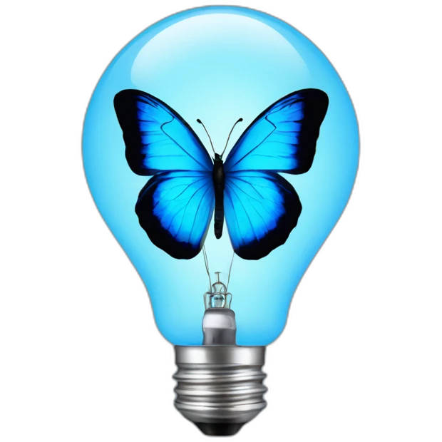 blue butterfly light bulb emoji