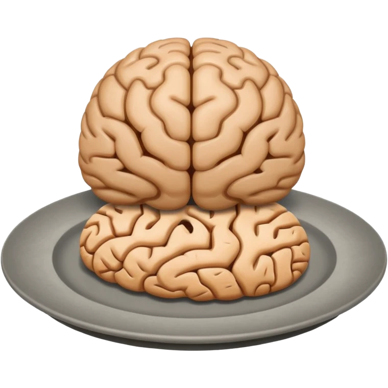 Brain on a plate next to head  emoji