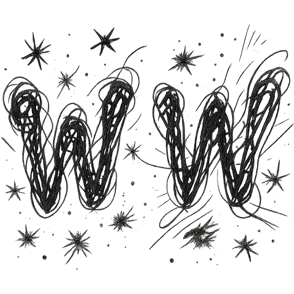 text: 2 w noodles in chaotic outlined icon style emoji