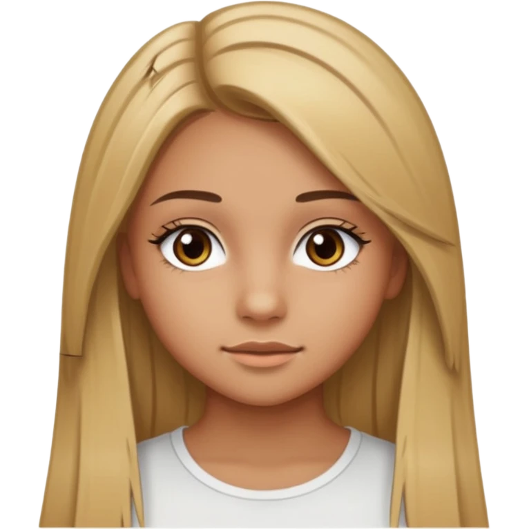 make a teenage 17 year old woman emoji with straight long brown hair and blonde highlights and brown eyes with pretty eyelashes wearing a white top  emoji