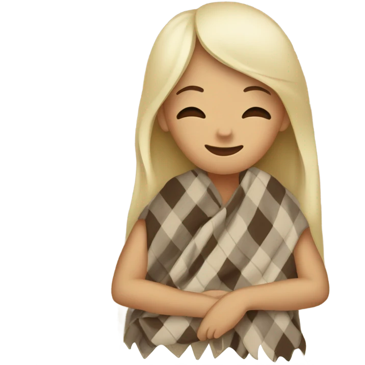 Beige clean girl folded plaid blanket  emoji