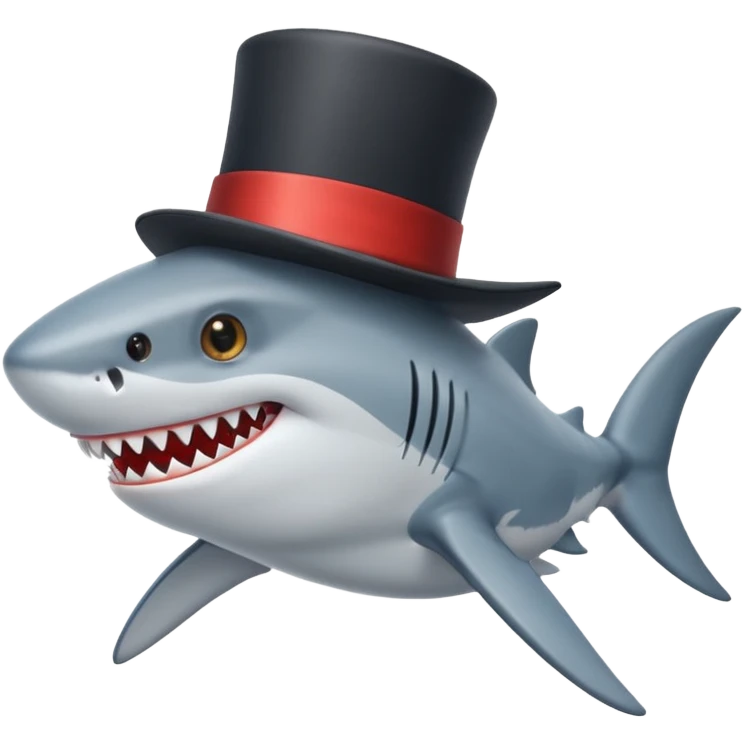 Shark with a top hat emoji