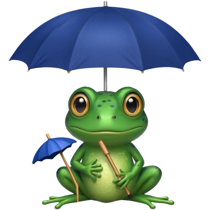 Frog hold small dark blue umbrella emoji