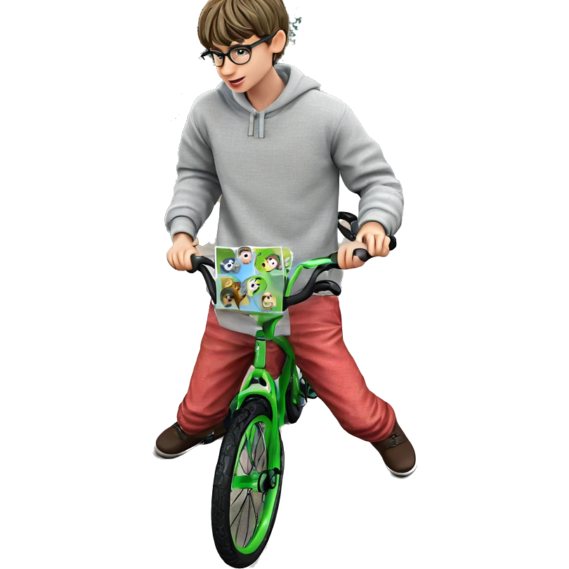 boy on bicycle outdoors emoji