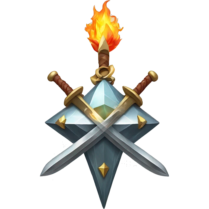 A Diamond star with a Sword on fire in front of  emoji