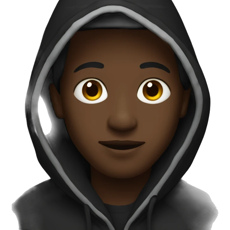 create a black boy in a black hood in a auv emoji