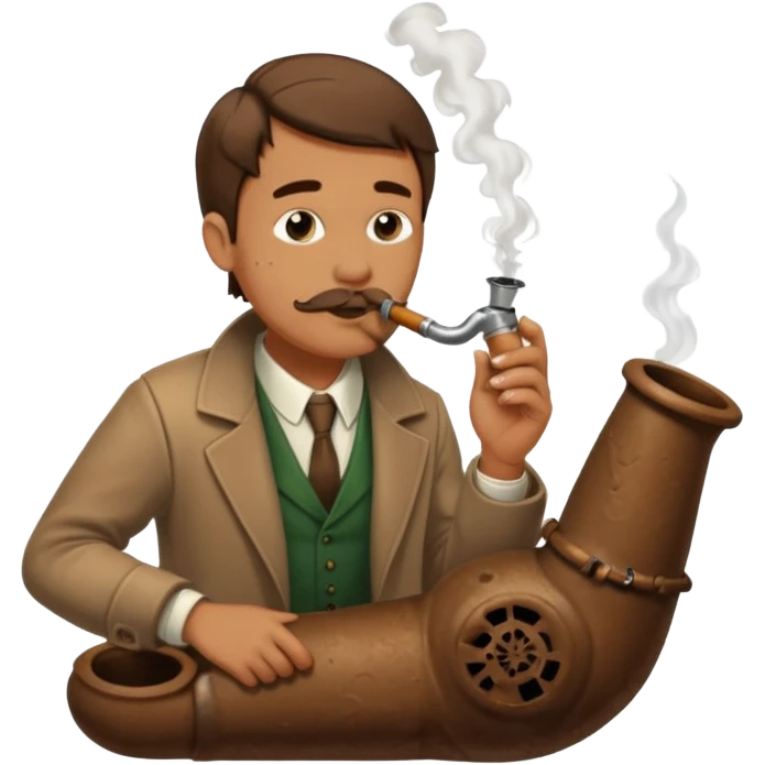 White guy smoking a pipe fashioned from a sewer drain with brown liquid overflowing emoji