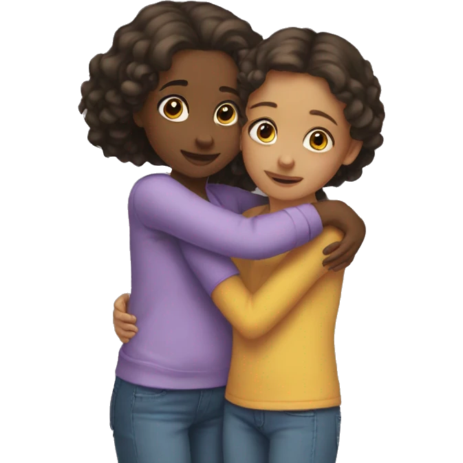 big sister and little sister hug emoji