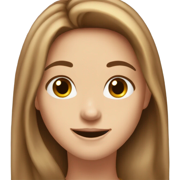 White girl with long brown hair and brown eyes she is very happy celebration emoji