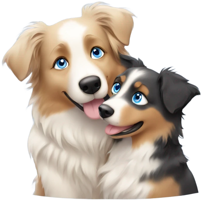 australian shepherd blue with blue eyes and a blond girl hugging  emoji