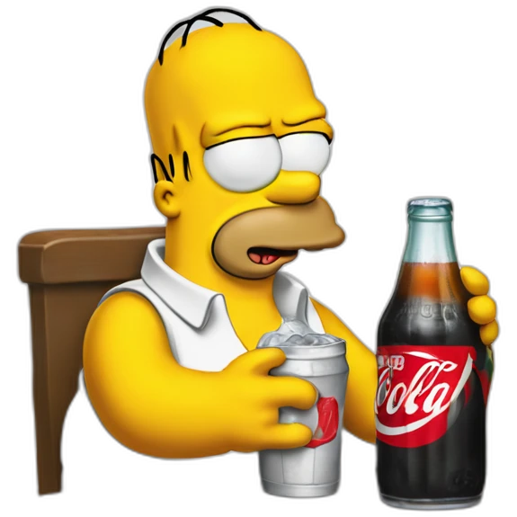 Homer simpson driking a coke emoji