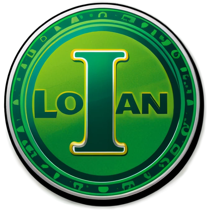 Green shiny coin that says the word “Logan” emoji