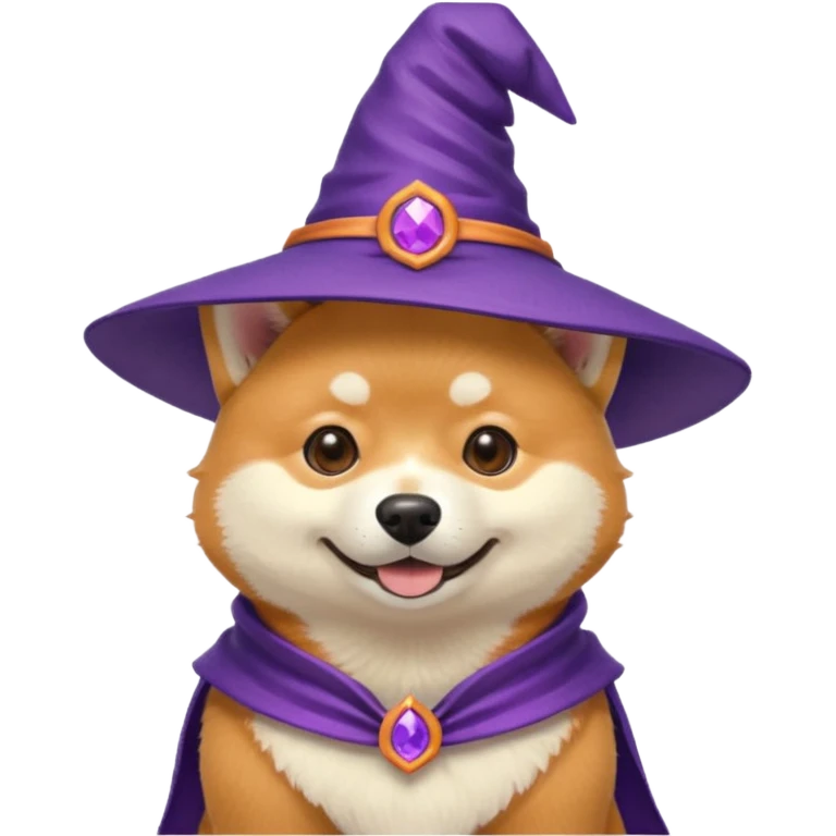 shiba dog wear purple wicth hat emoji