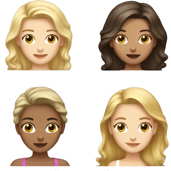 blonde, brunette, brunette emoji