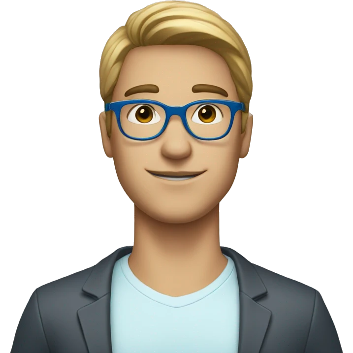 a male person, wearing blue glasses, holding a sign that says jared james emoji
