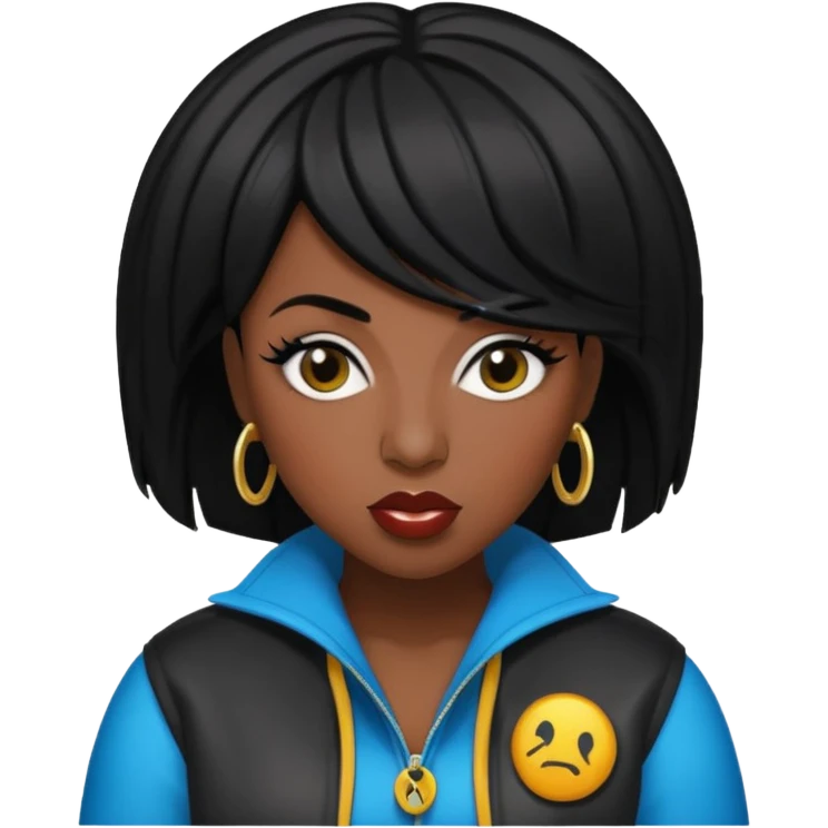 Missy Elliott with black hair emoji