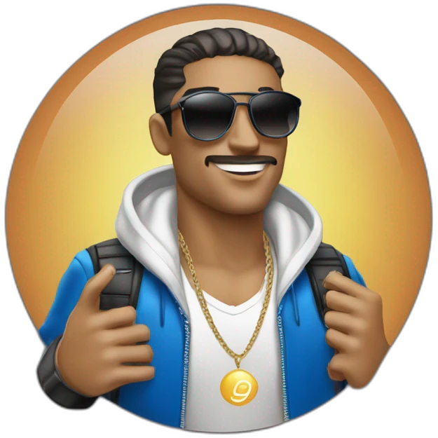 rapper Armando Christian Pérez wearing sunglasses with globe in background emoji