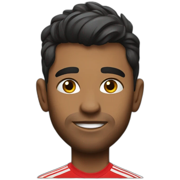 Indian south african with nice hair in Manchester united shirt emoji